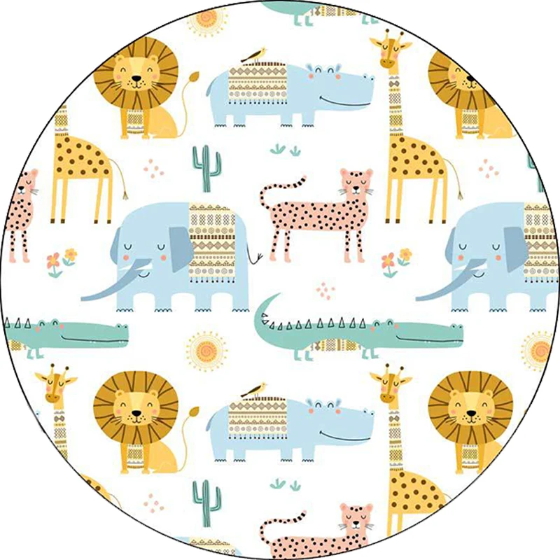 Alfombra de dormitorio para niños con estampado de animales, león, elefante, cocodrilo, alfombra de poliéster lavable máqu...