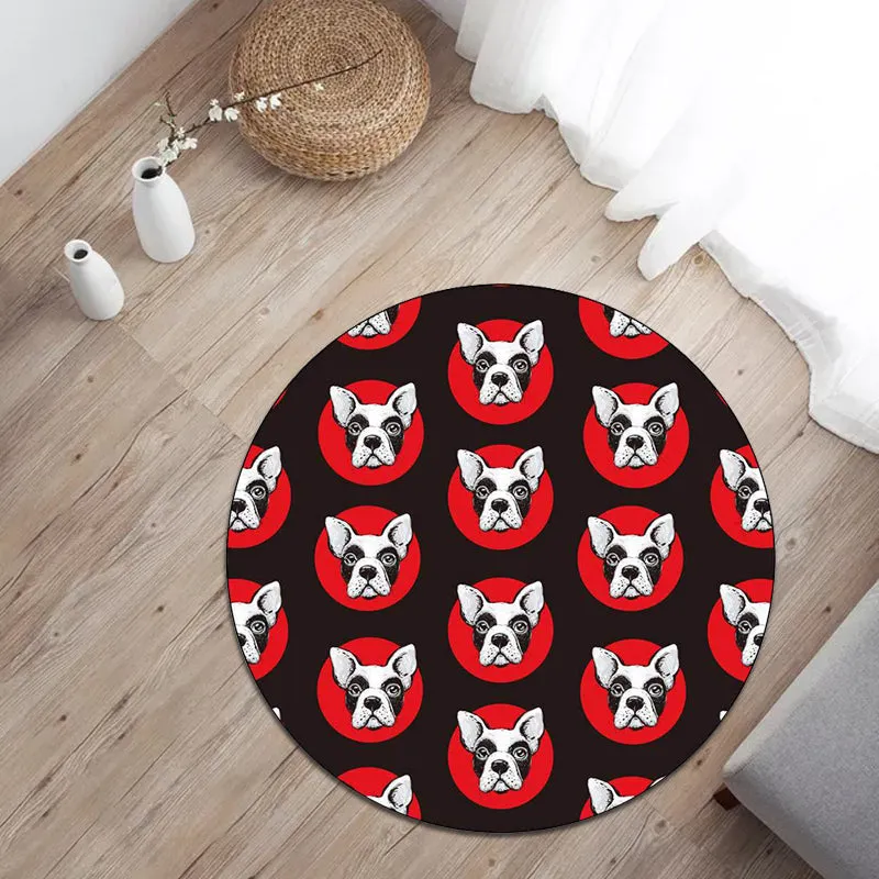 Alfombra de dormitorio para niños con estampado de puntos de perro y animales negros, alfombra de poliéster resistente las...