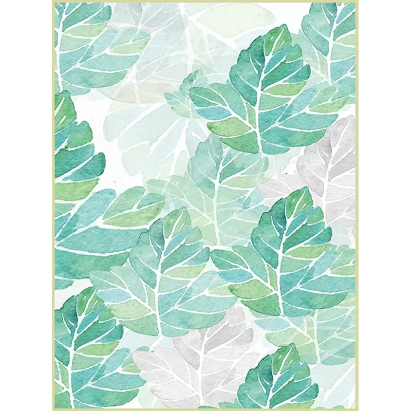 Alfombra de dormitorio verde y blanco, alfombra con patrón de hojas botánicas tropicales, alfombra lavable resistente las...