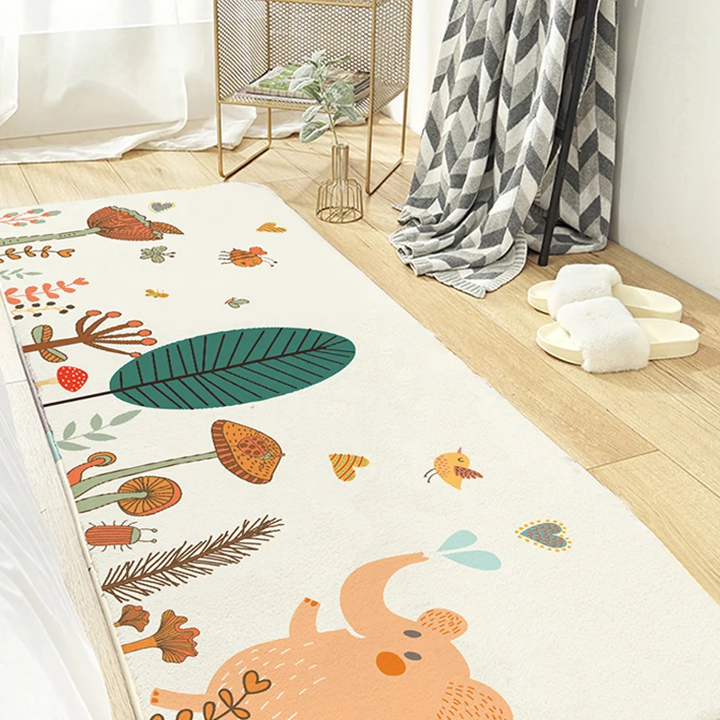 Alfombra elegante con estampado de dibujos animados, mezcla de algodón multicolor, alfombra interior antideslizante, alfom...