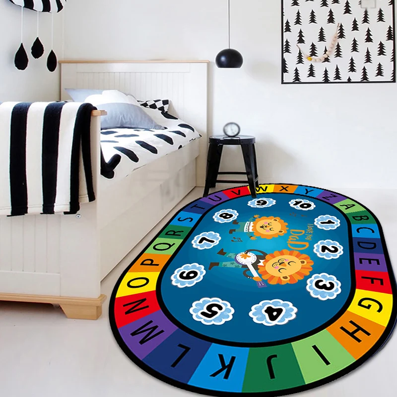 Alfombra elegante con letras y animales, alfombra de dibujos animados multicolor, alfombra educativa antideslizante sintét...