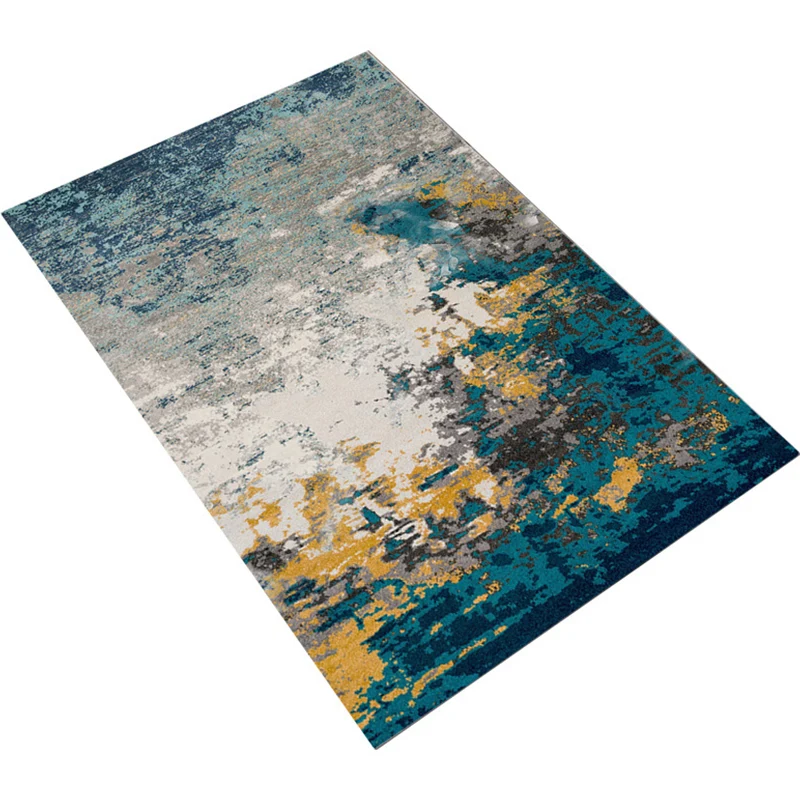 Alfombra elegante industrial estética, alfombra abstracta de Color agua Multicolor, resistente las manchas, respaldo antid...