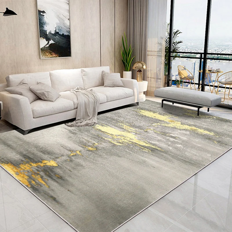 Alfombra elegante para sala de estar, alfombra interior con estampado abstracto multicolor, alfombra antideslizante de pol...