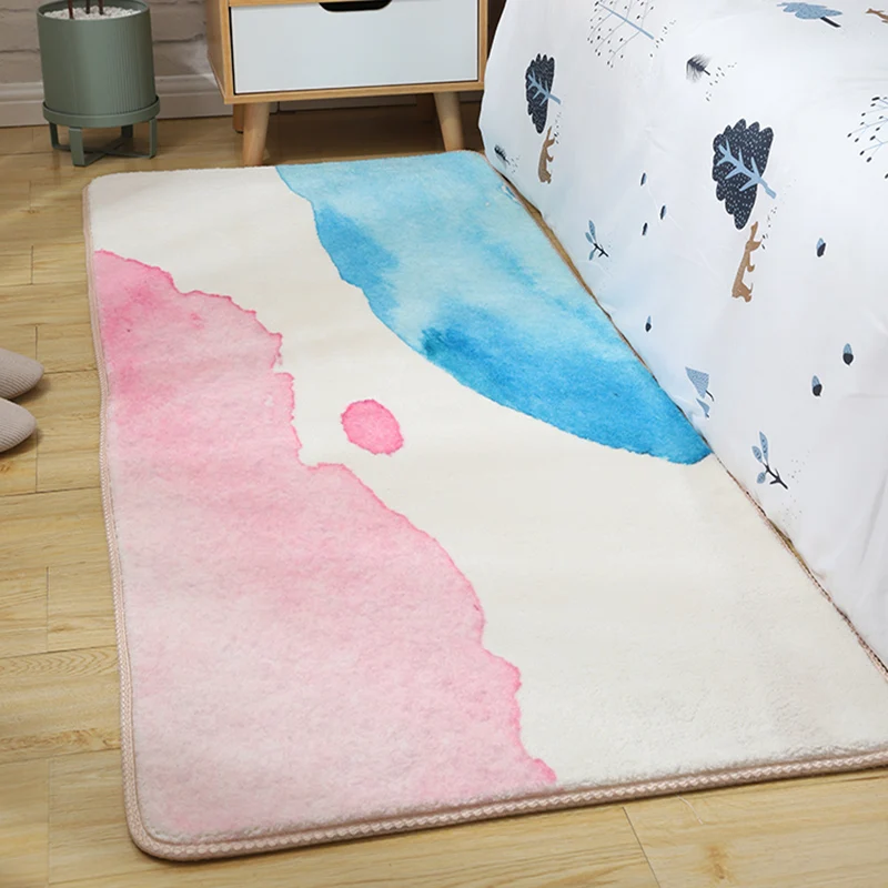Alfombra escandinava multicolor en colores pastel, alfombra de algodón con animales, alfombra lavable máquina para habitac...