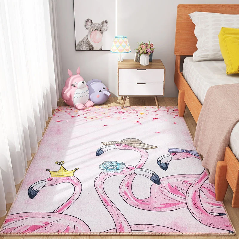 Alfombra escandinava para dormitorio de niñ, alfombra botánica multicolor, sintética, lavable máquina, resistente las manc...