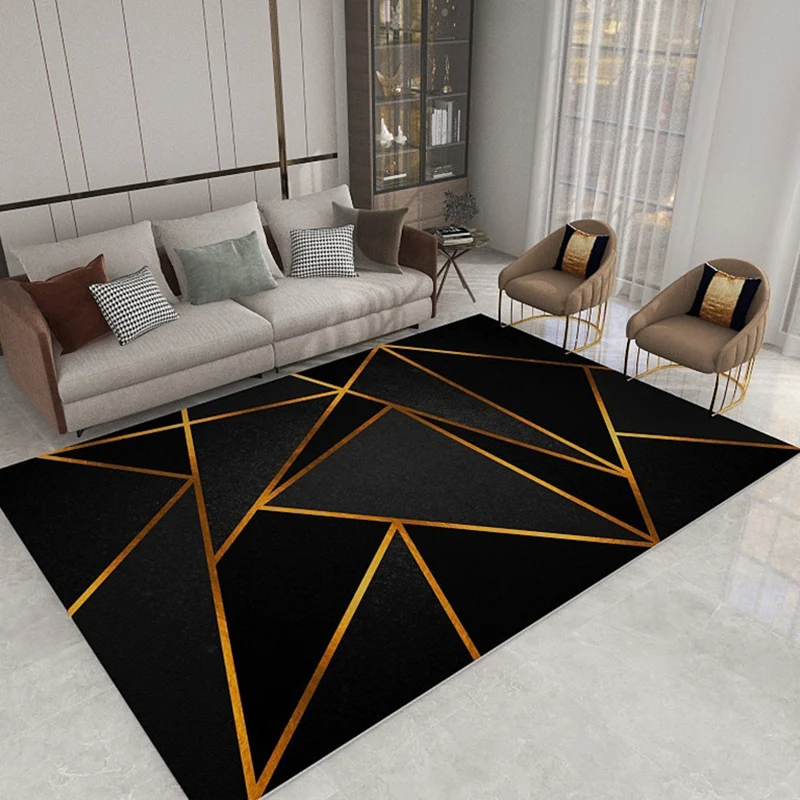 Alfombra formal con estampado geométrico, alfombra interior de polipropileno multicolor que admite mascotas, alfombra lava...