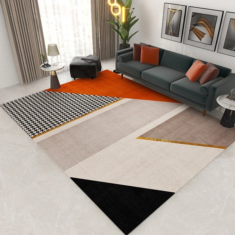Alfombra formal con estampado geométrico, alfombra interior de polipropileno multicolor que admite mascotas, alfombra lava...