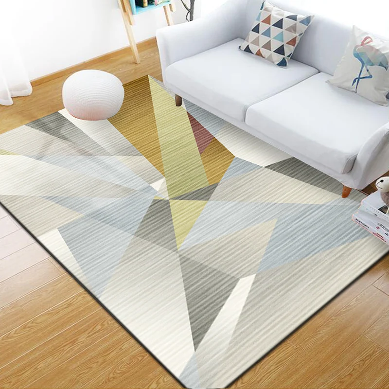 Alfombra geométrica escandinava, alfombra interior de poliéster multicolor, respaldo antideslizante, alfombra apta para ma...