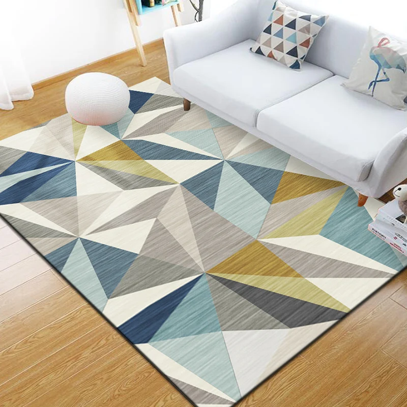 Alfombra geométrica escandinava, alfombra interior de poliéster multicolor, respaldo antideslizante, alfombra apta para ma...