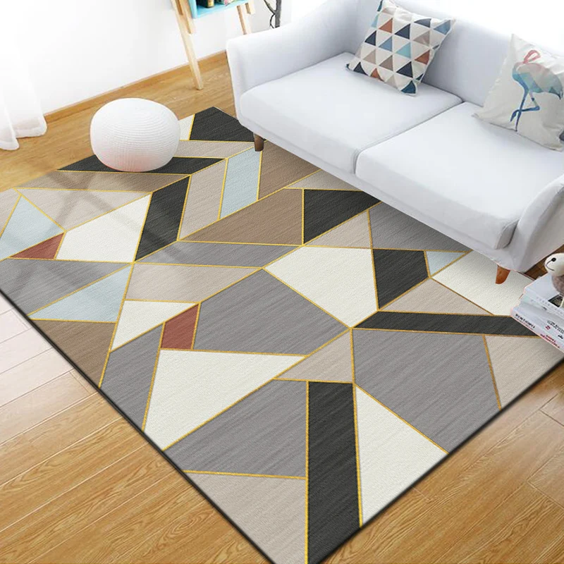 Alfombra geométrica escandinava, alfombra interior de poliéster multicolor, respaldo antideslizante, alfombra apta para ma...