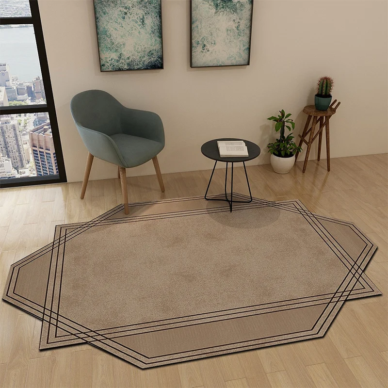 Alfombra geométrica de forma irregular, alfombra de poliéster multicolor, alfombra interior lavable de fácil cuidado para...