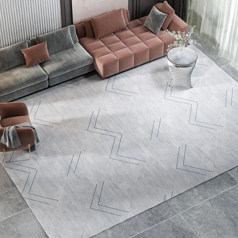 Alfombra gris enrejada, alfombra minimalista de poliéster, respaldo antideslizante, alfombra interior resistente las manch...