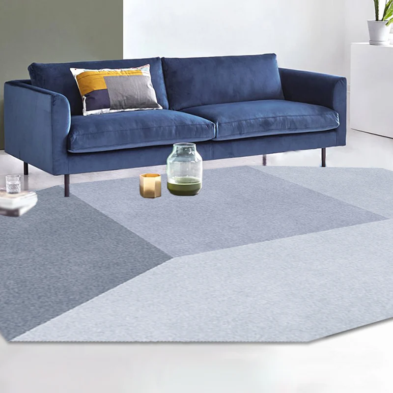 Alfombra gris irregular para dormitorio, novedad, bloque de Color, patrón geométrico, alfombra de poliéster con respaldo a...