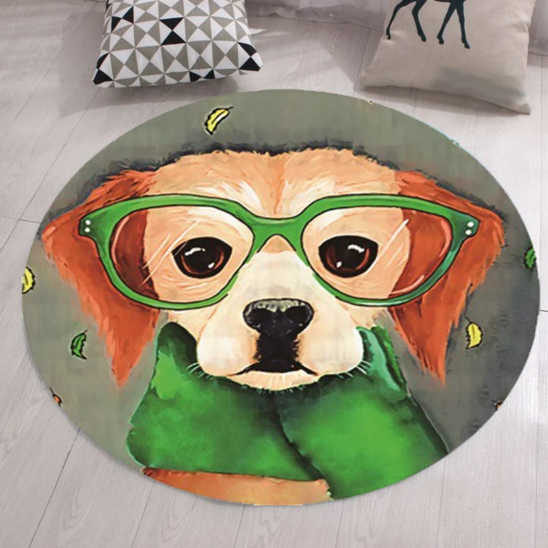 Alfombra gris y verde para habitación de niños, alfombra con diseño de gafas de perro y animales, alfombra antideslizante...