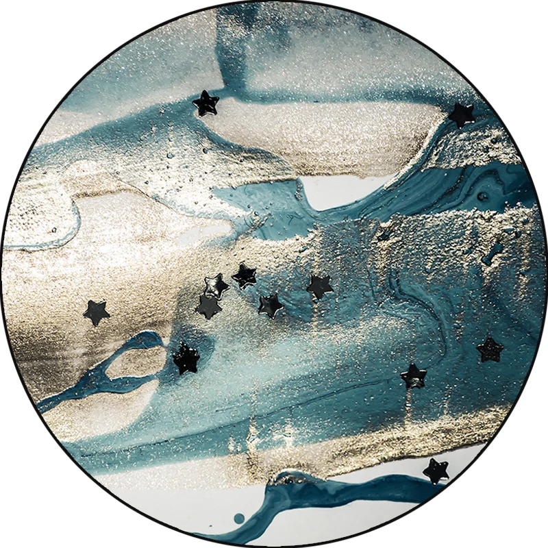 Alfombra industrial azul de poliéster con estampado de estrellas abstractas, alfombra lavable antideslizante para dormitor...