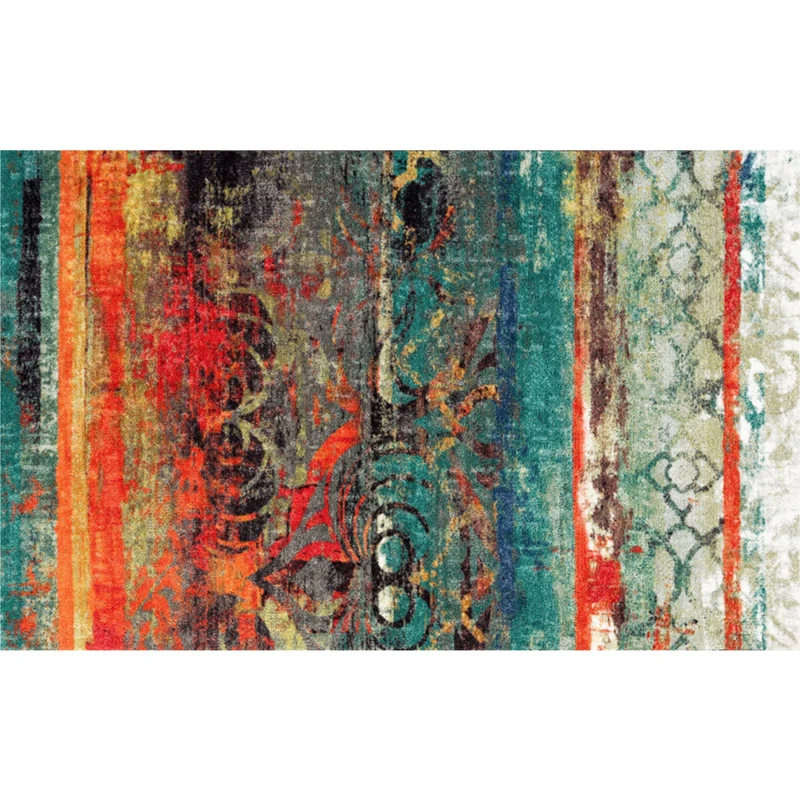 Alfombra industrial clásica multicolor Poliéster Pintura abstracta Alfombra Respaldo antideslizante Lavable máquina Alfomb...