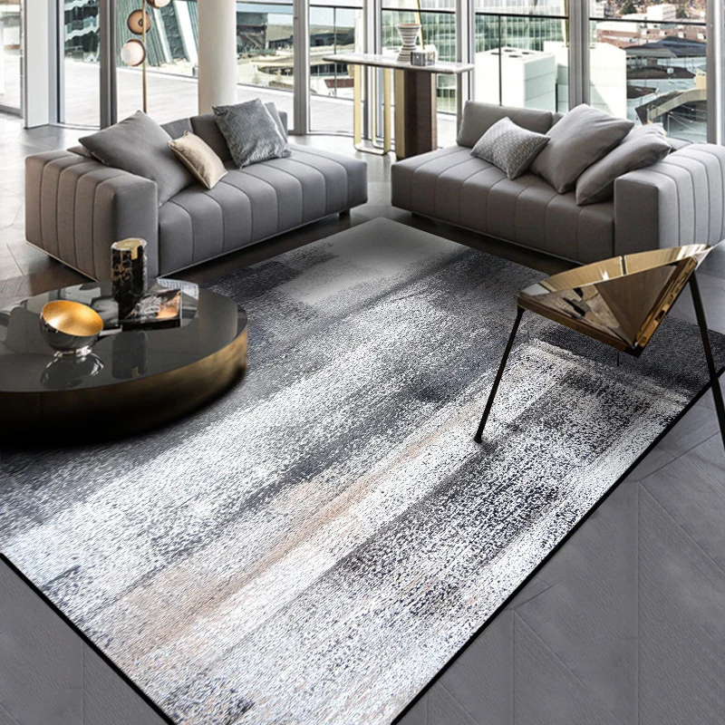 Alfombra industrial con patrón de pintura de pincelada, alfombra de poliéster gris, alfombra lavable antideslizante para d...