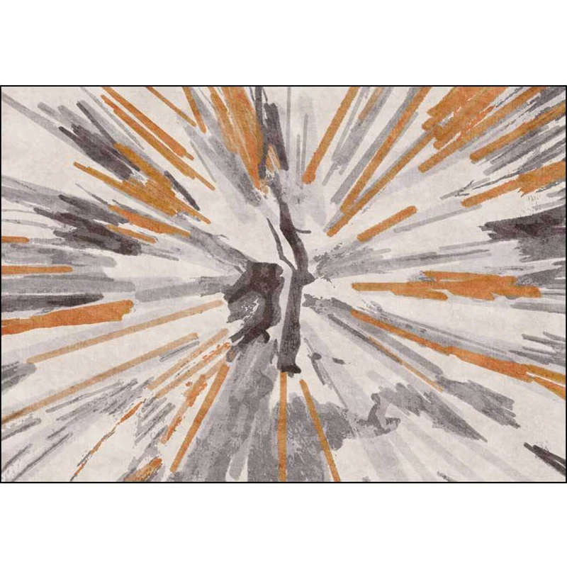 Alfombra industrial marrón de poliéster con patrón radial, alfombra lavable antideslizante para dormitorio Marron Clearhalo