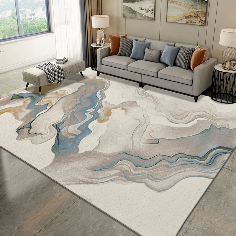 Alfombra industrial para sala de estar, alfombra interior con estampado abstracto multicolor, sintética, de fácil cuidado,...