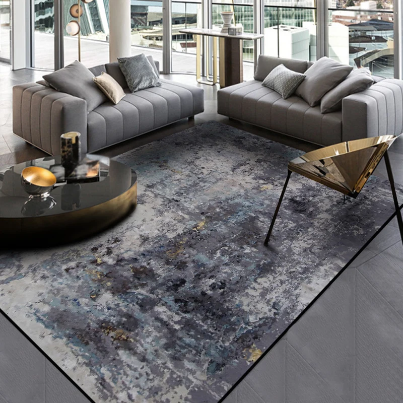 Alfombra industrial para sala de estar, alfombra interior abstracta negra, poliéster, antideslizante, lavable, apta para m...