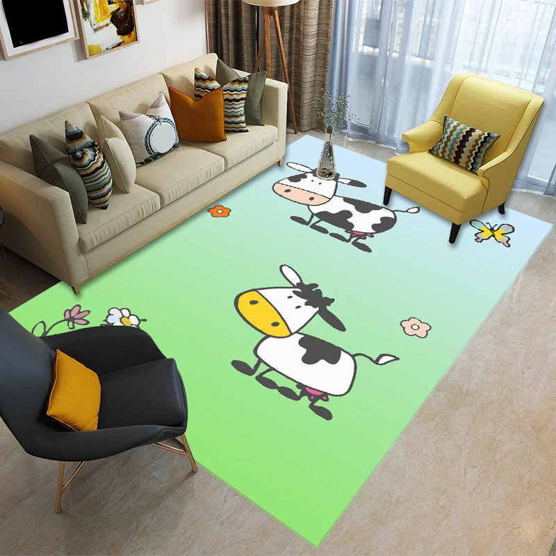 Alfombra infantil de dibujos animados multicolor, alfombra con estampado de animales de polipropileno, alfombra antidesliz...