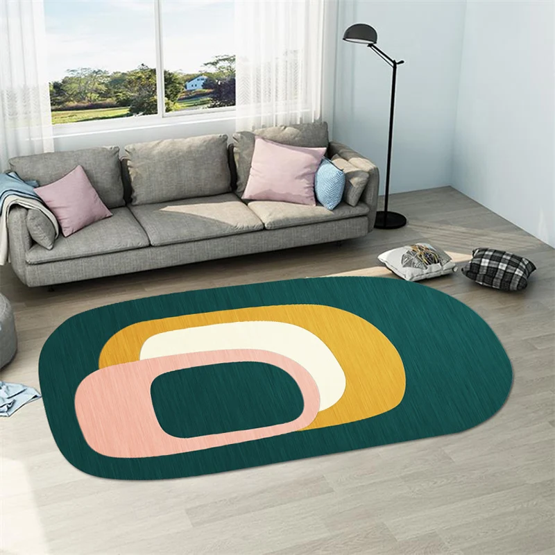 Alfombra informal con estampado abstracto, alfombra de poliéster multicolor con respaldo antideslizante, alfombra resisten...