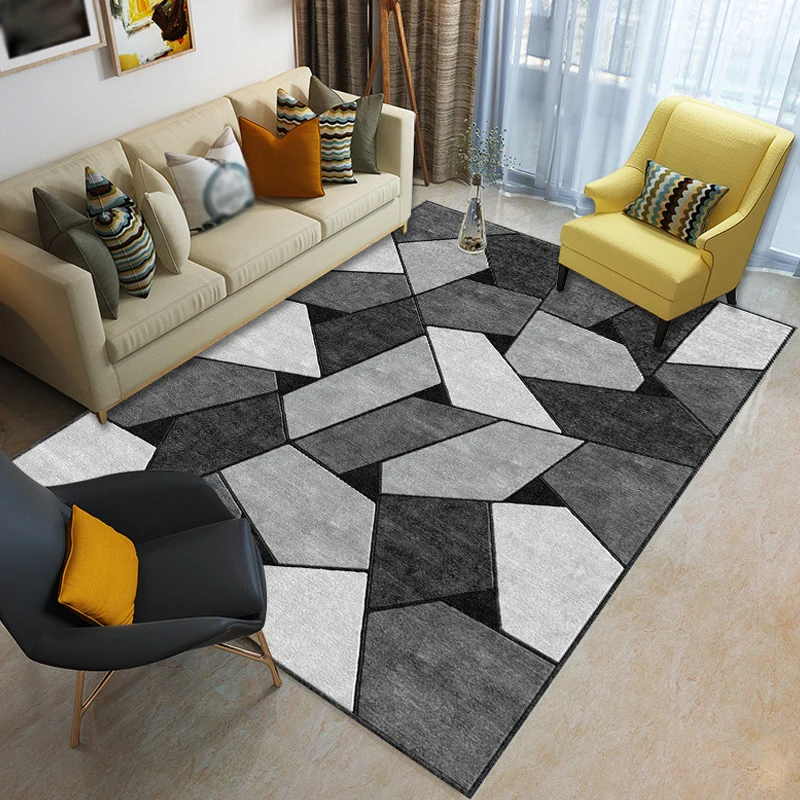 Alfombra informal con patrón geométrico rayas, alfombra modernista Multicolor de poliéster, alfombra lavable antideslizant...