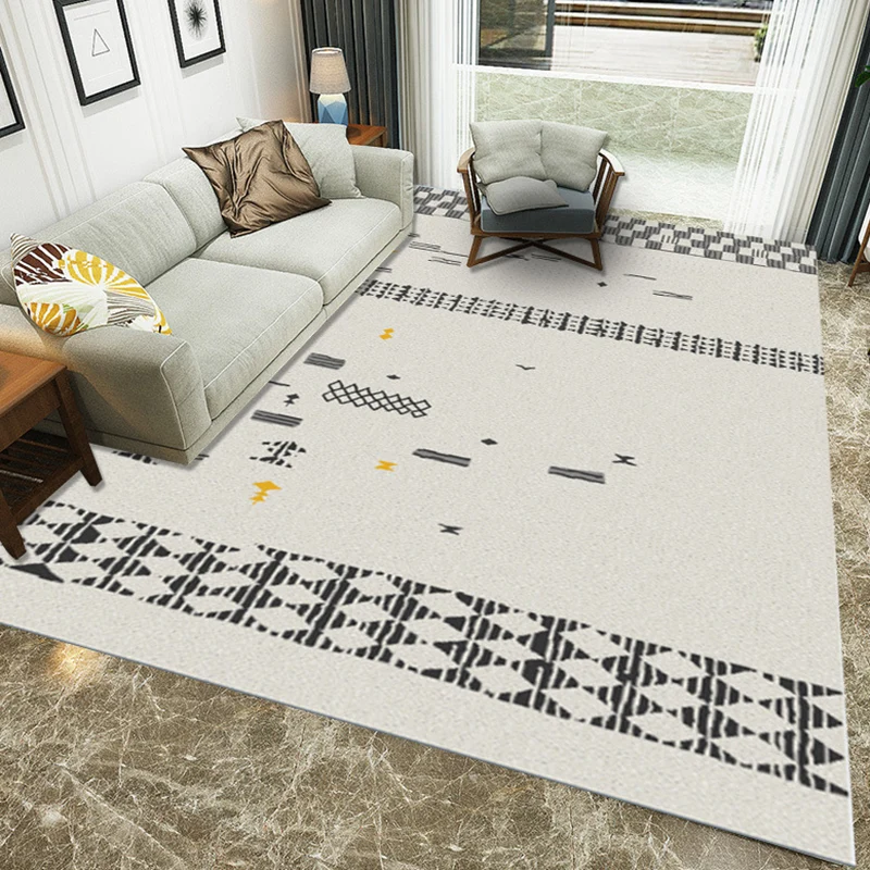Alfombra informal novedosa con estampado de rayas de diamantes y geometrí de marfil, alfombra lavable de poliéster para sa...