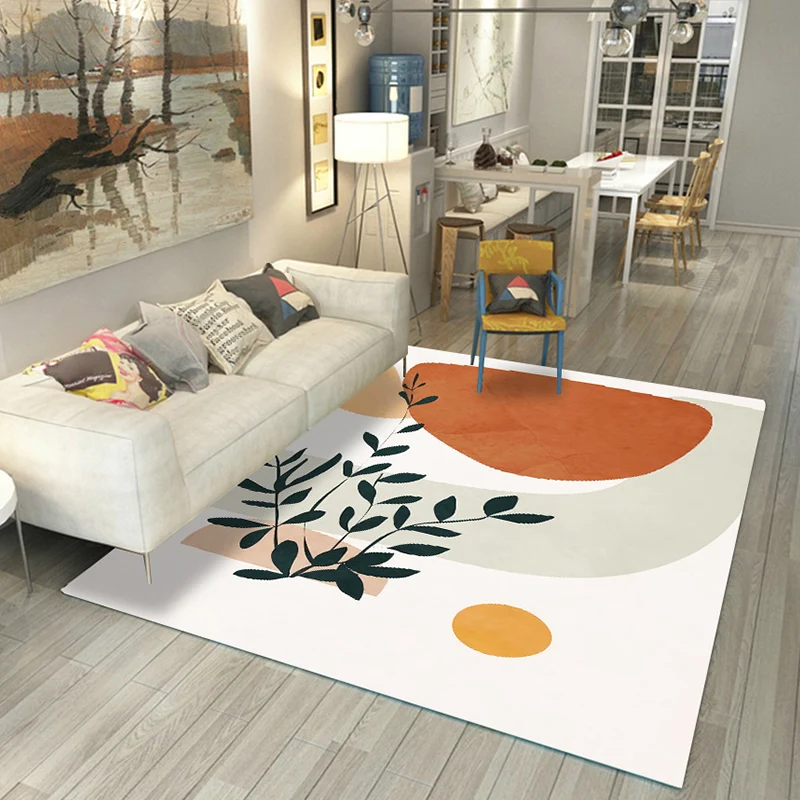 Alfombra informal para sala de estar, alfombra multicolor con bloques de colores, alfombra interior antideslizante de poli...