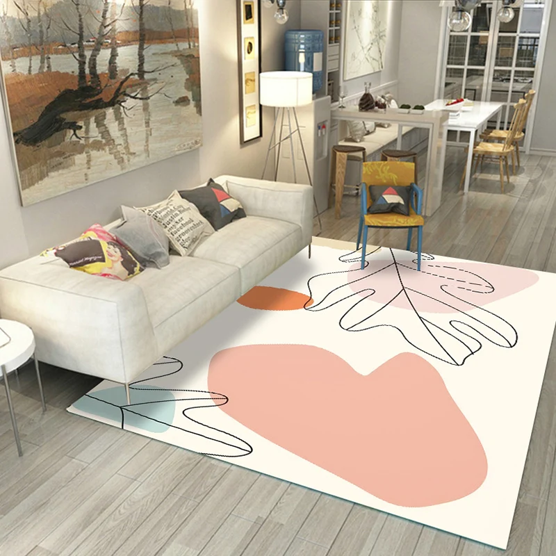 Alfombra informal para sala de estar, alfombra multicolor con bloques de colores, alfombra interior antideslizante de poli...
