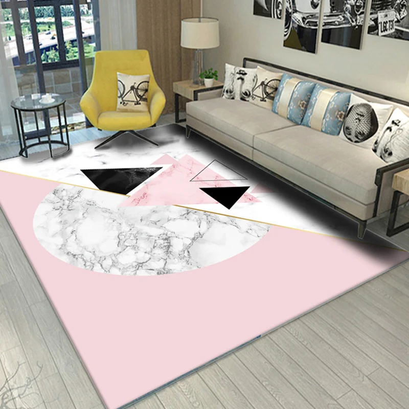 Alfombra informal para sala de estar, alfombra con estampado geométrico multicolor, alfombra interior antideslizante de po...