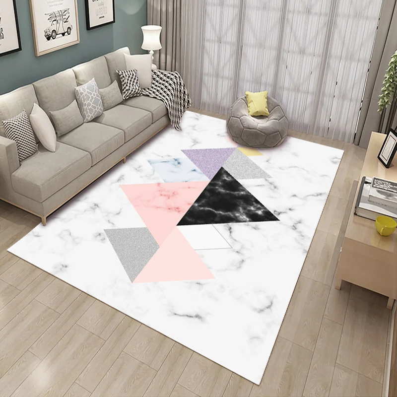 Alfombra informal para sala de estar, alfombra con estampado geométrico multicolor, alfombra interior antideslizante de po...