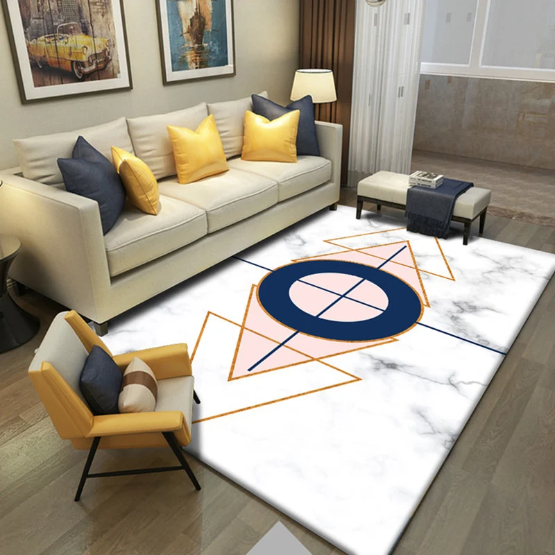 Alfombra informal para sala de estar, alfombra con estampado geométrico multicolor, alfombra interior antideslizante de po...