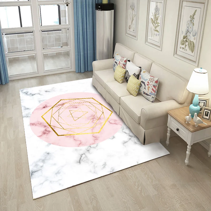 Alfombra informal para sala de estar, alfombra con estampado geométrico multicolor, alfombra interior antideslizante de po...
