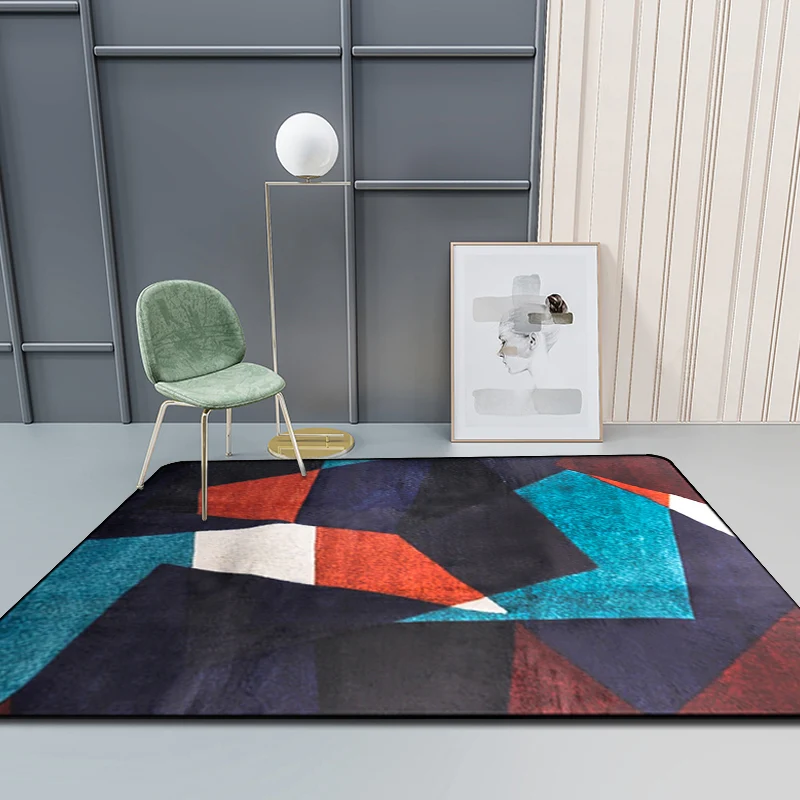 Alfombra interior azul de estilo moderno, alfombrilla sintética antideslizante con bloques de Color para pasillo Azul Clea...