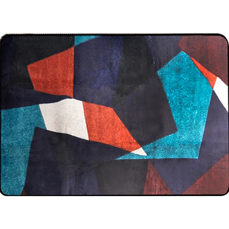 Alfombra interior azul de estilo moderno, alfombrilla sintética antideslizante con bloques de Color para pasillo Azul Clea...
