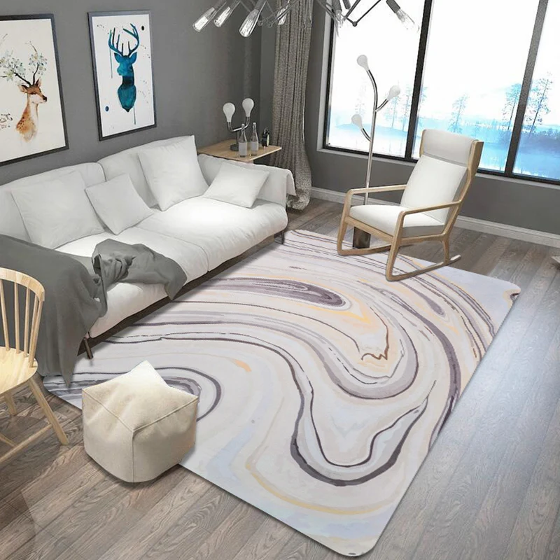 Alfombra inusual con estampado de acuarela, alfombra modernista Multicolor con rayas en forma de remolino, alfombra antide...