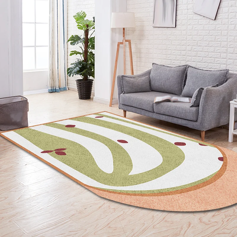 Alfombra irregular gris y verde para dormitorio, novedad, alfombra antideslizante de poliéster con patrón de bloques de Co...