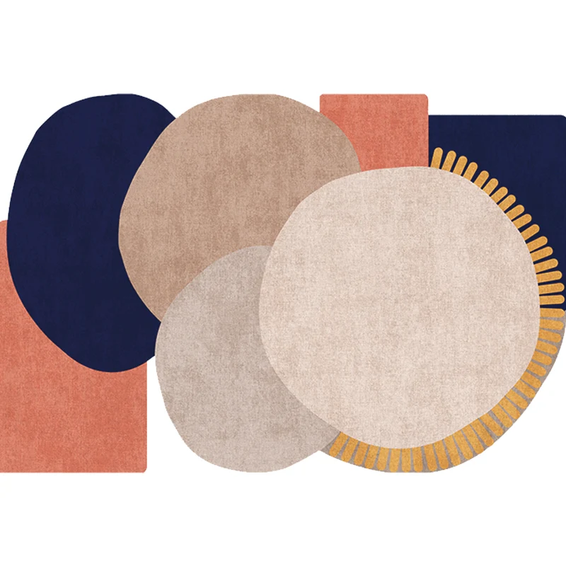 Alfombra Irregular minimalista novedosa con diseño de bloques de colores marrones, alfombra antideslizante de poliéster pa...