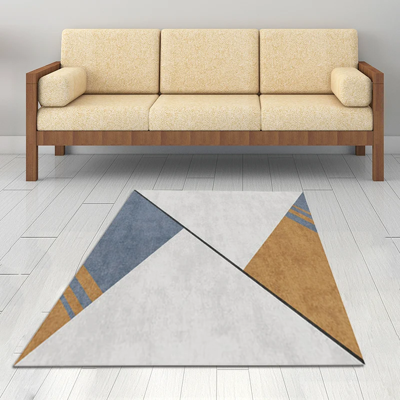Alfombra irregular para dormitorio en gris, alfombra moderna con diseño de triángulos y bloques de colores, alfombra antid...