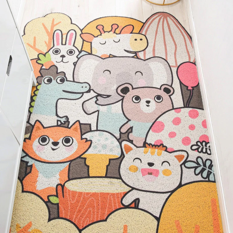 Alfombra irregular para guarderí para niños, alfombra con estampado de animales, gatos, conejos, pingüinos, alfombra antid...