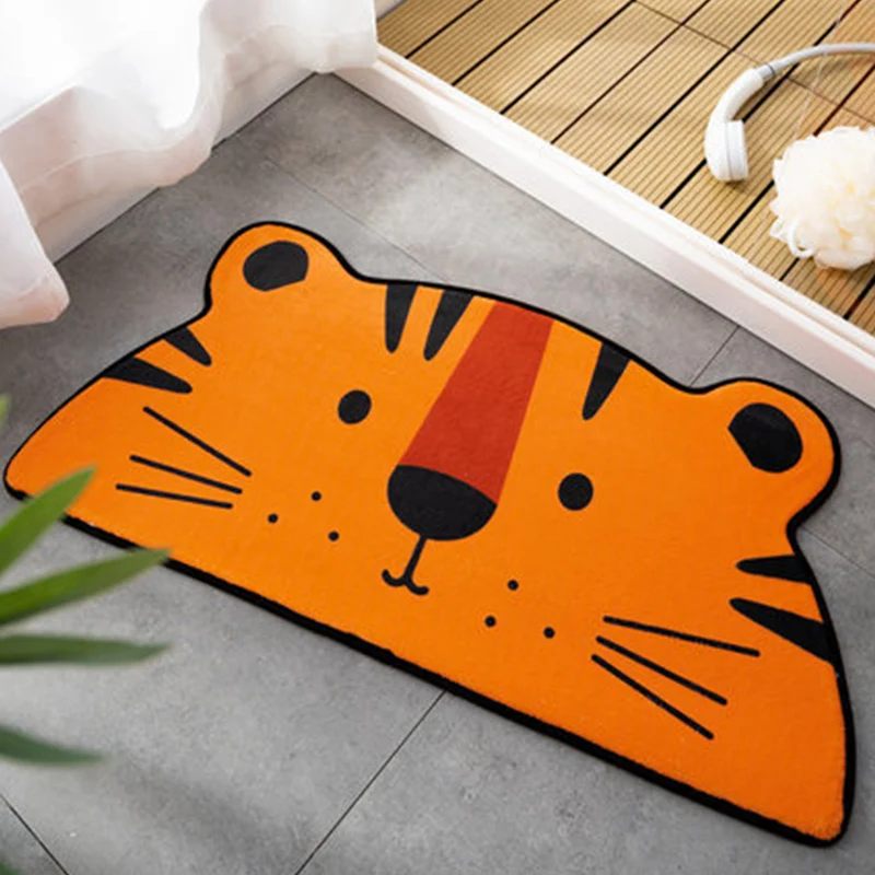 Alfombra Irregular para habitación infantil, alfombra con estampado de animales, tigre, león, conejo, rosa y naranja, alfo...