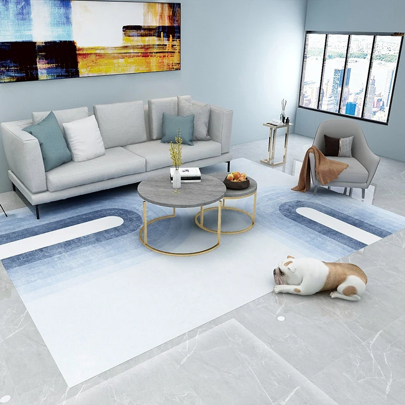 Alfombra lavable moderna del área de la alfombra azul del poliéster de Ombre para la sala de estar Azul Clearhalo