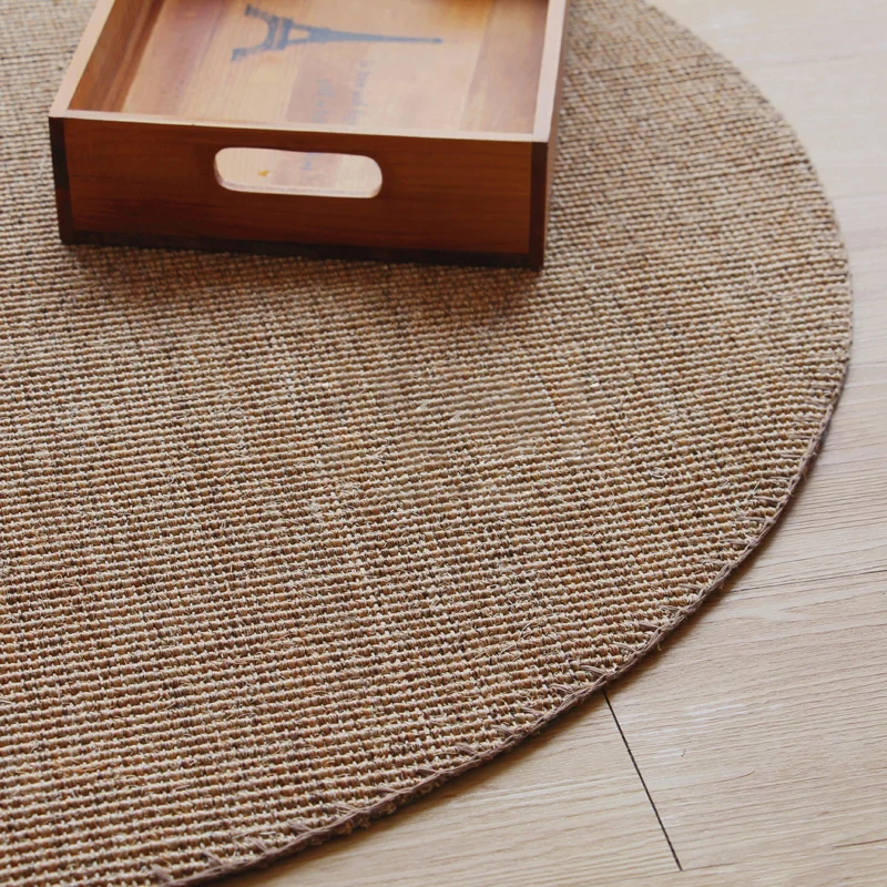 Alfombra lisa marrón ecológica, alfombra tejida de sisal, alfombra lavable antideslizante que admite mascotas para dormito...