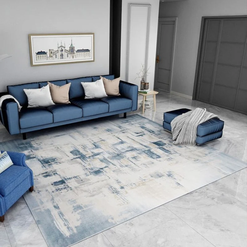 Alfombra de lujo para sala de estar, alfombra con estampado abstracto multicolor, respaldo sintético antideslizante, resis...