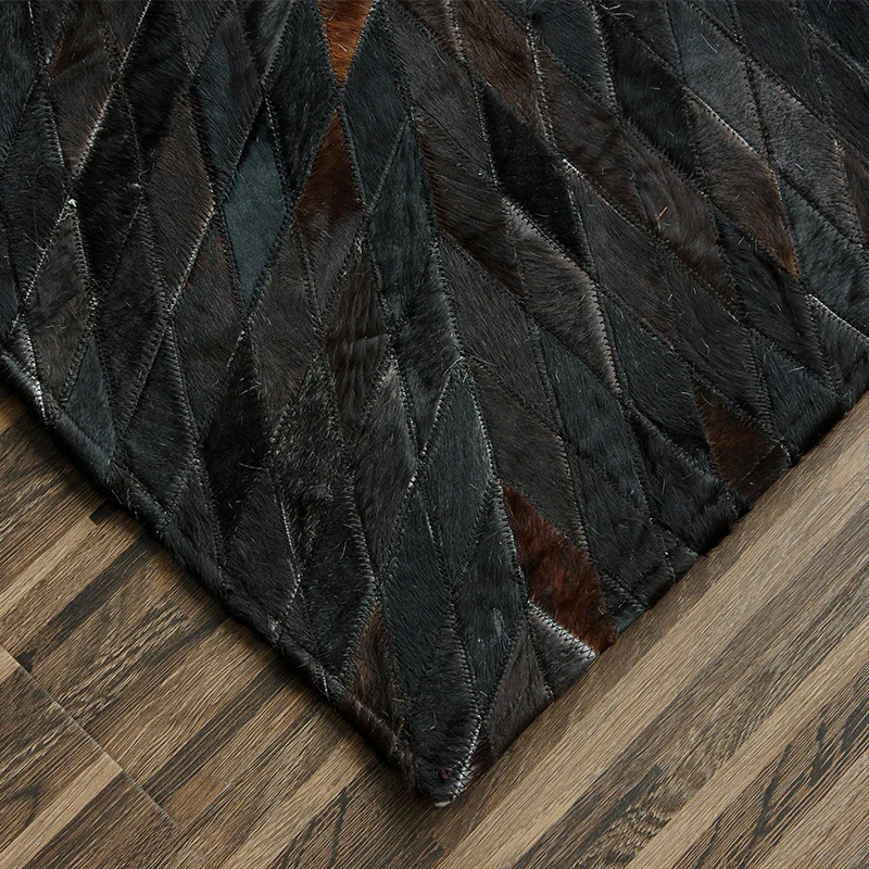 Alfombra de lujo para sala de estar, alfombra interior con estampado geométrico Multicolor, alfombra de piel de vaca que a...
