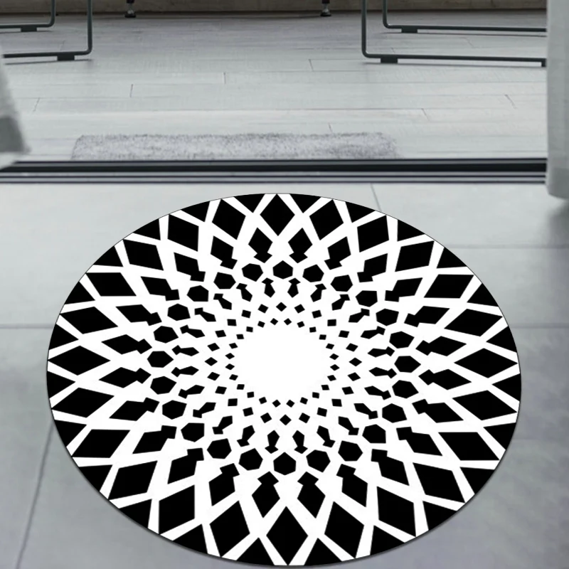 Alfombra marroquí en blanco y negro, alfombra floral de poliéster, alfombra con respaldo antideslizante para sala de estar...
