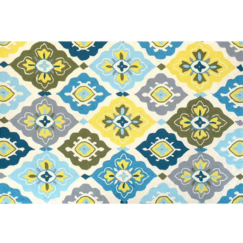 Alfombra marroquí colorida, alfombra de poliéster con estampado de forma Irregular y diamantes de flores para decoración d...