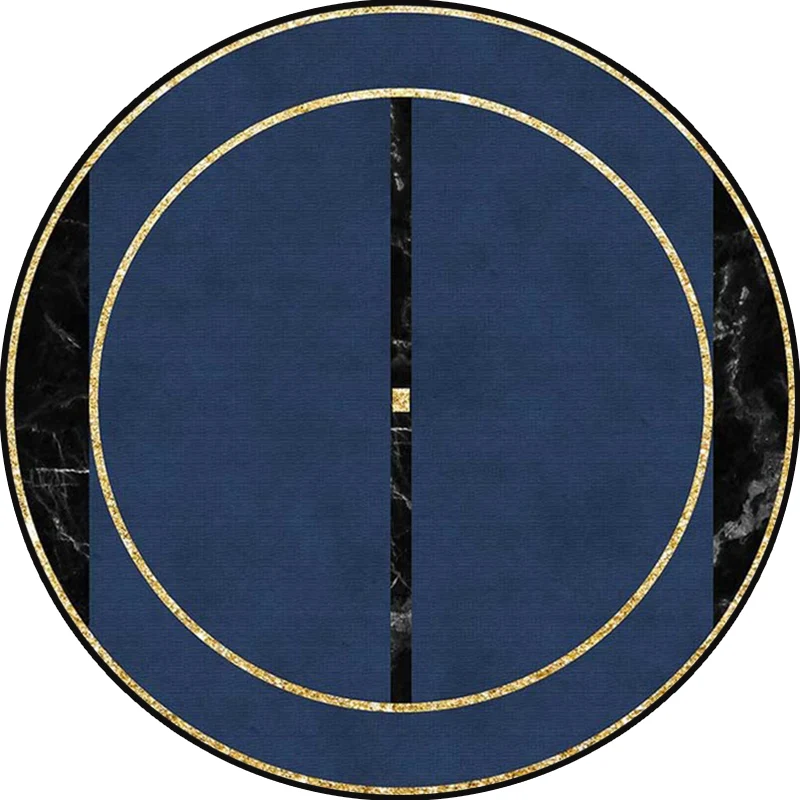 Alfombra minimalista de mármol, alfombra de polipropileno azul oscuro, lavable máquina, alfombra antideslizante que admite...