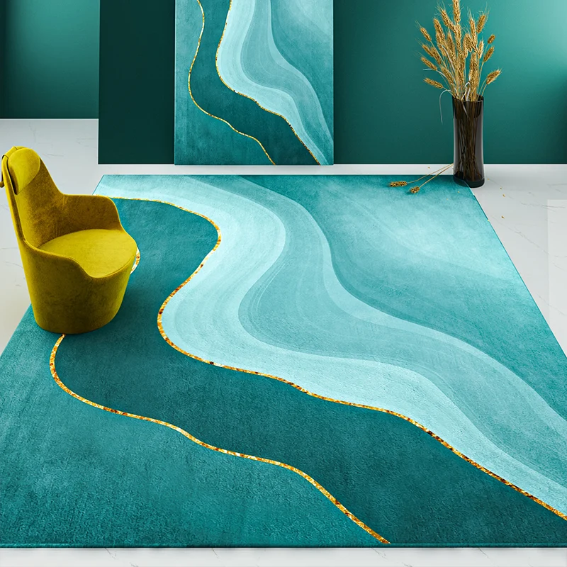 Alfombra minimalista multicolor, alfombra sintética con estampado abstracto, alfombra antideslizante resistente las mancha...